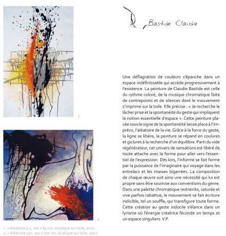 Page Claudie Bastide du catalogue" Place aux artistes" 5 au 7 octobre 2013