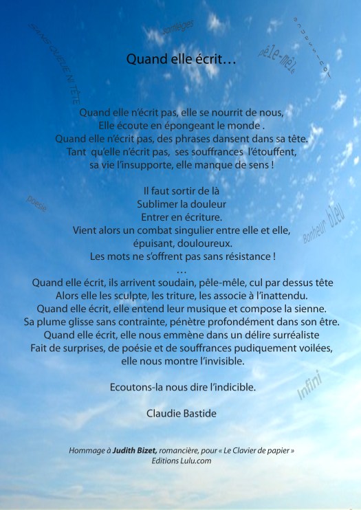 Poésie en hommage à Judith Bizet pour 